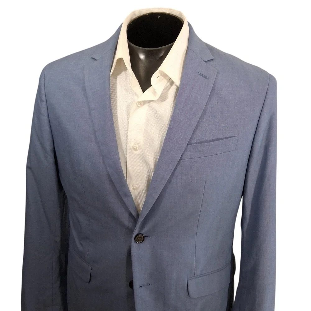 Banana Republic Blazer Mens 42R Light Blue Slim Fit Cotton Two Button Sport Coat